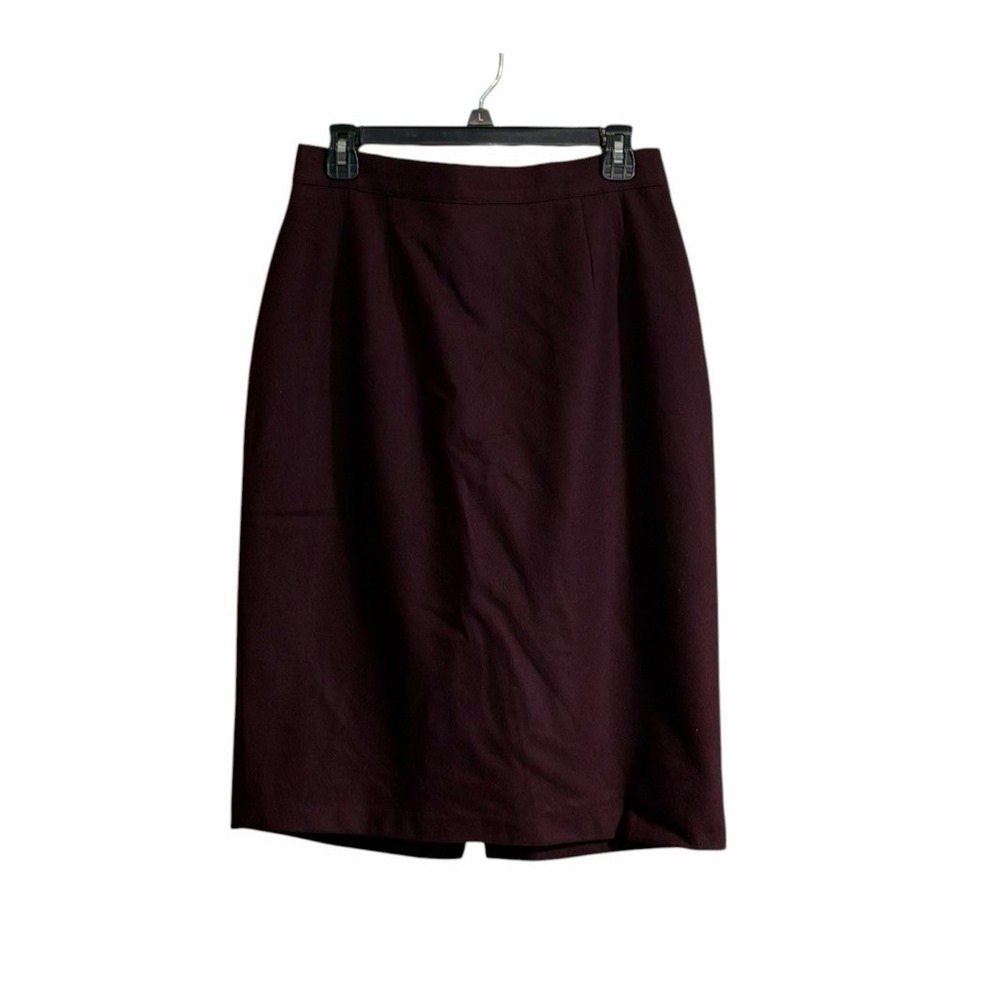 Sag Harbor Sz 12 100% Wool Pencil Skirt Knee Burgundy Academia Career